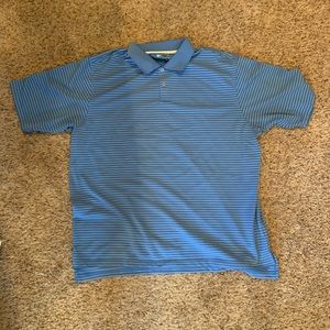 blue with white stripes Adidas Clima Lite golf shirt